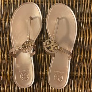Rose gold Tory Burch Jelly Sandal.